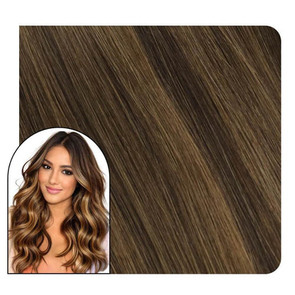 Injection Tape in Hair Extensions Real Human Hair Balayage Color #DU