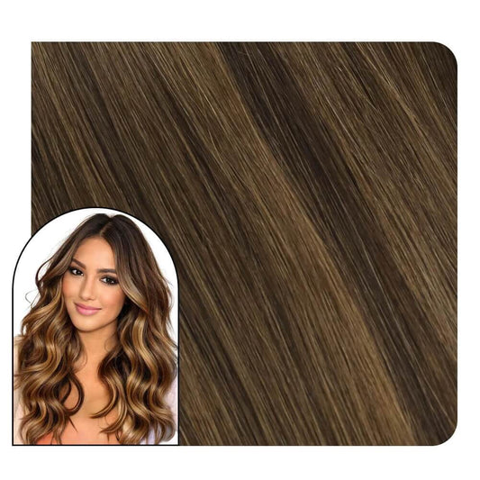 Injection Tape in Hair Extensions Real Human Hair Balayage Color #DU