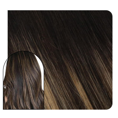 Fusion Remy Hair Extensions Balayage #1B Black to #4 Brown with #27