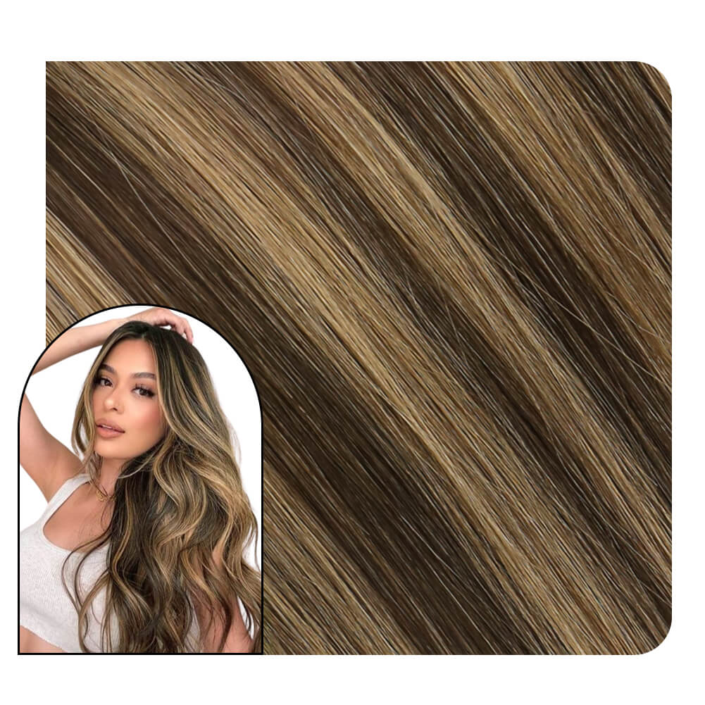 Invisible Seamless Flower Tape in Hair Extensions Balayage Color