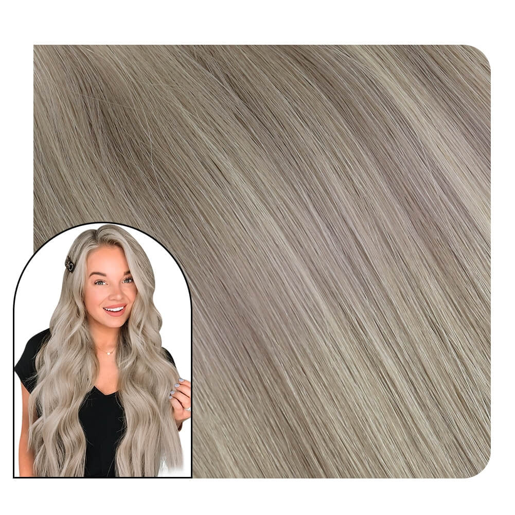 virgin sew in machine weft grey blonde highlight color