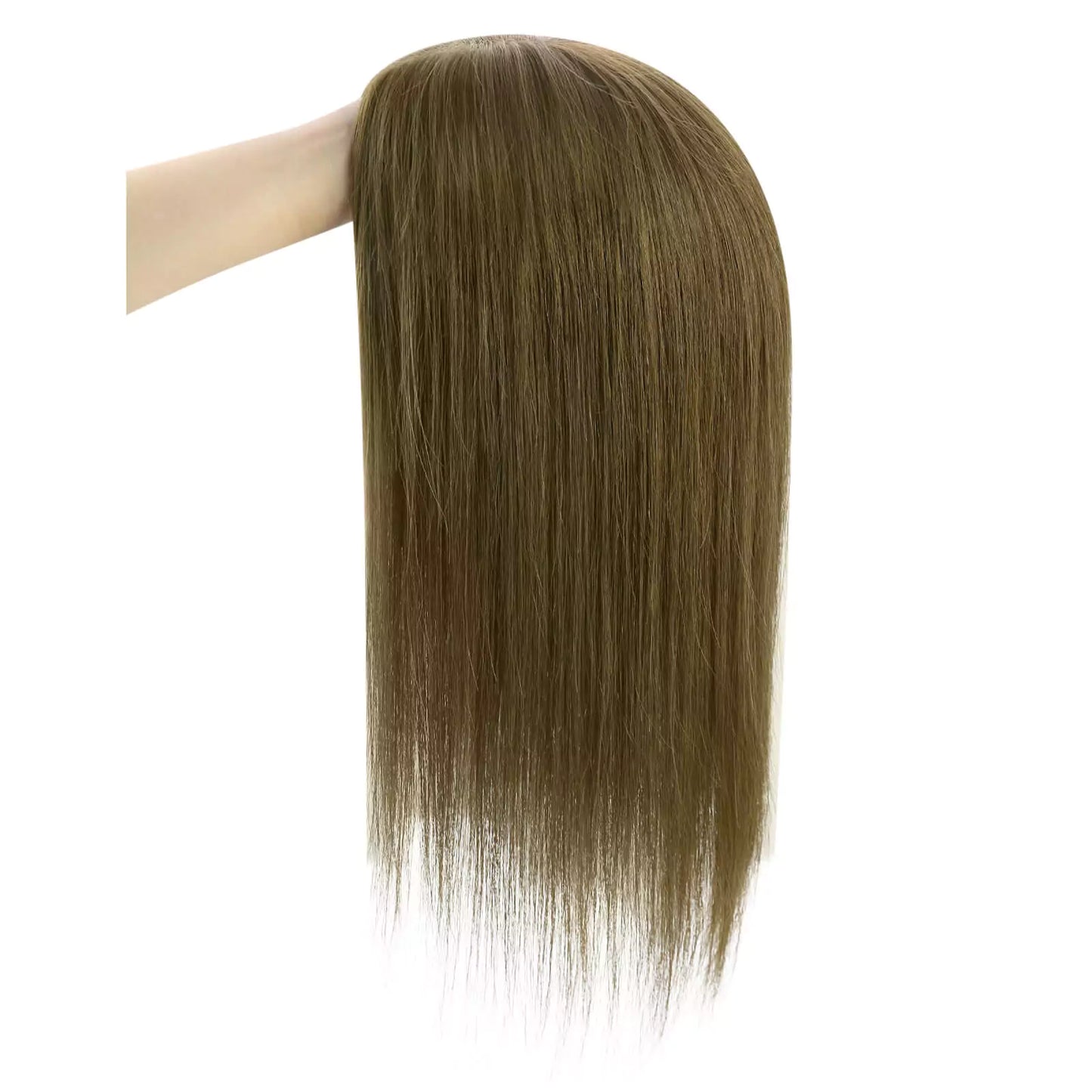 high quality human hair topper dark brown with clip