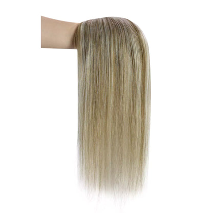 human hair crown topper blonde