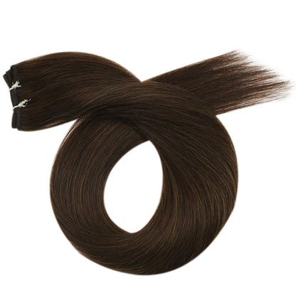 real hair sew in machine tied weft extensions
