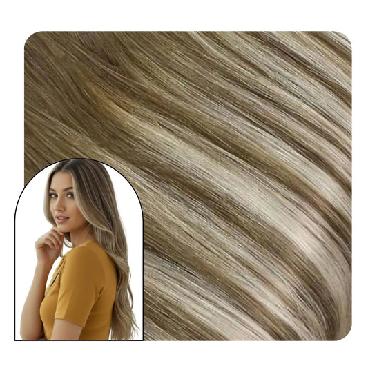 balayage blonde hair injected pu clip ins