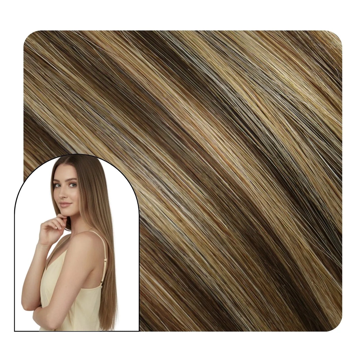 balayage brown hair injected pu clip ins