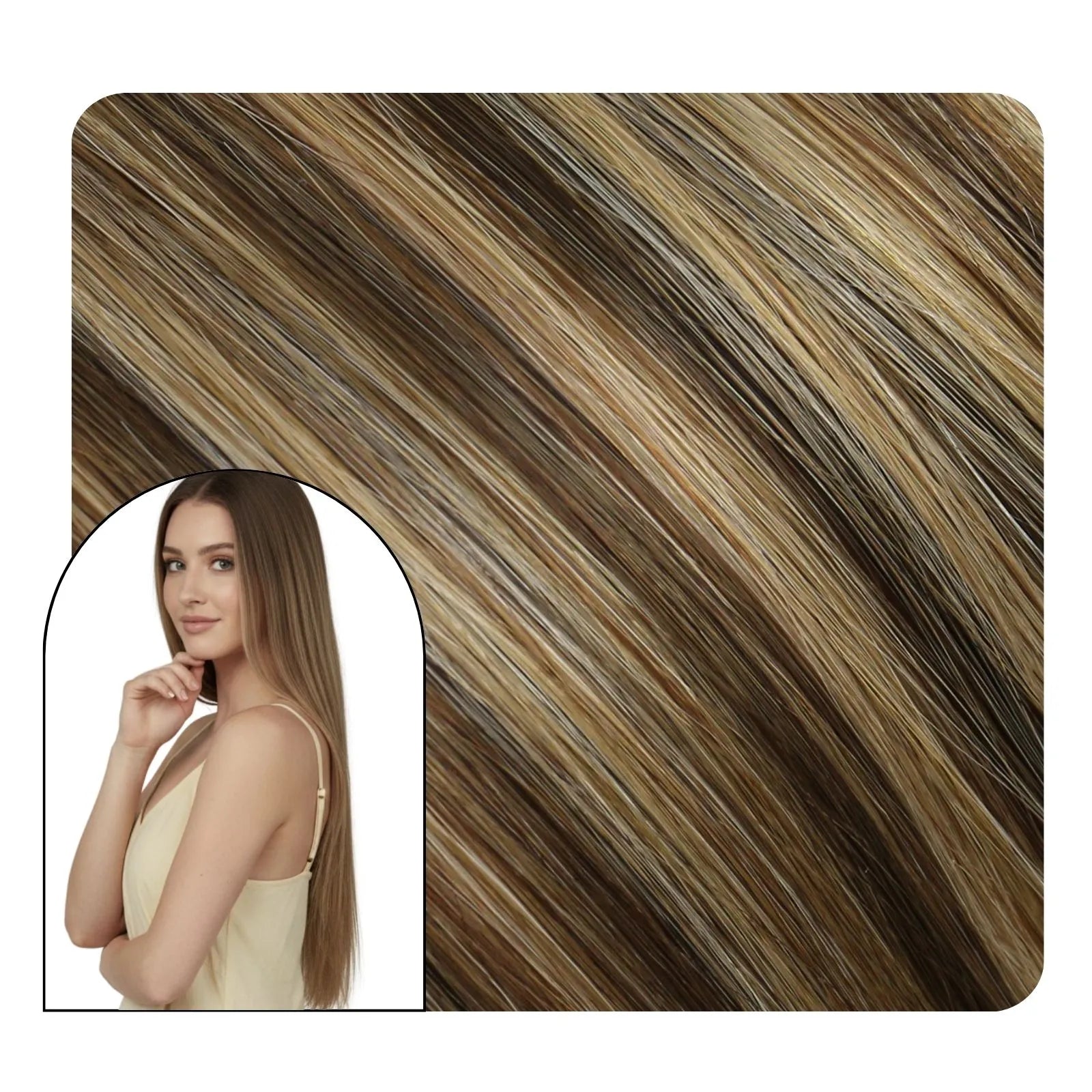 balayage brown hair injected pu clip ins