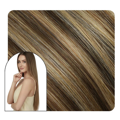 balayage brown hair injected pu clip ins