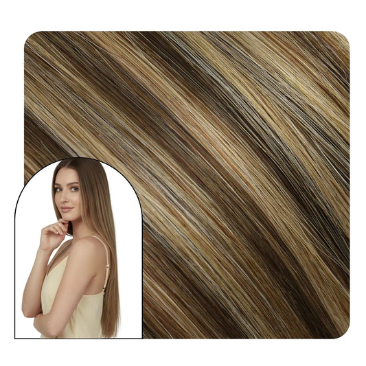 balayage brown hair injected pu clip ins