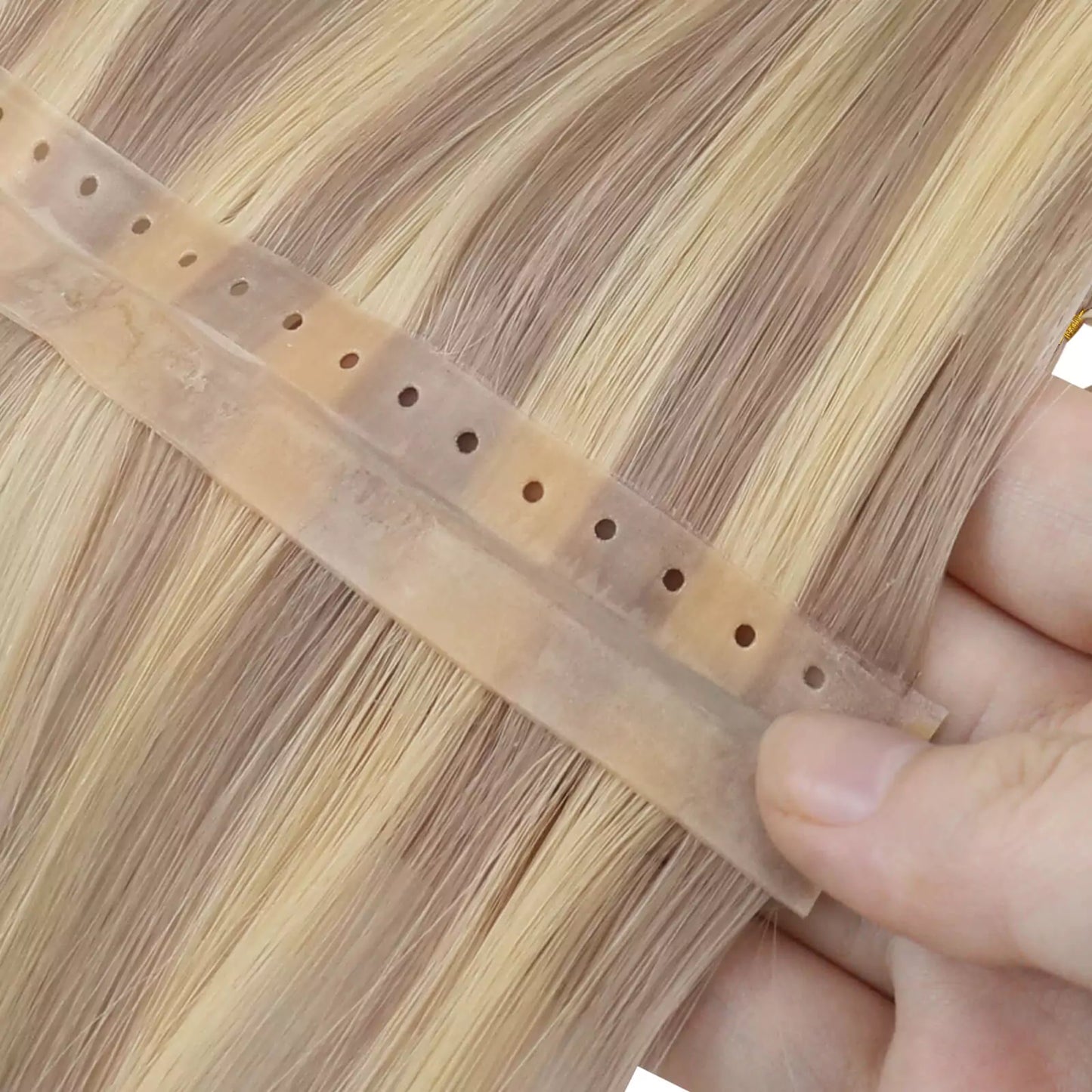 PU skin weft with small hole virgin human hair