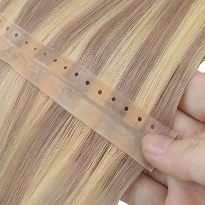 PU skin weft with small hole virgin human hair
