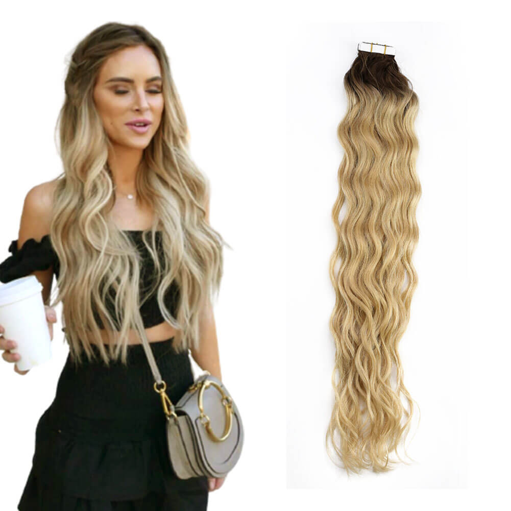 curly natural wave professional tape in hair extensions virgin hair