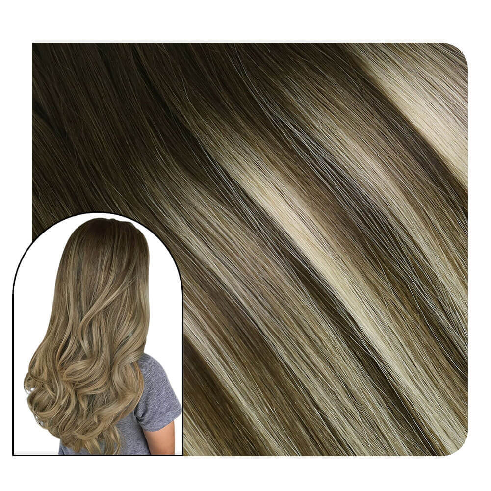 balayage color injection virgin tape in hair extensions