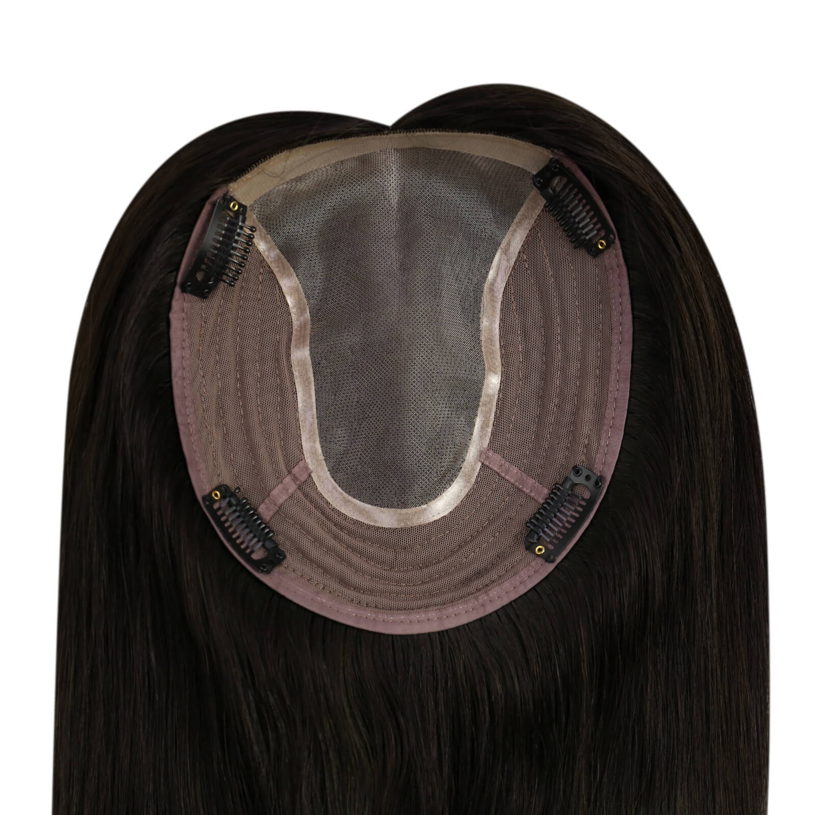 large base virgin hair topper natural black color