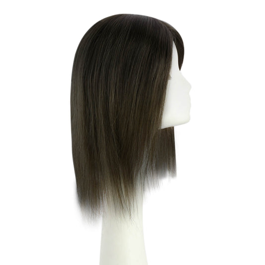 real hair pieces darkest brown virgin hair topper