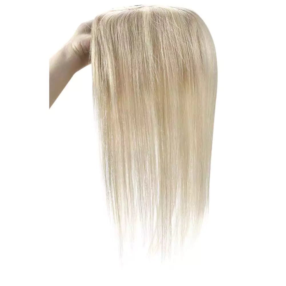 [Density Upgrade 150%] Lace Base Hair Toppers Without Bangs For Loss Hair Highlighted Color Blonde Hair 18/613