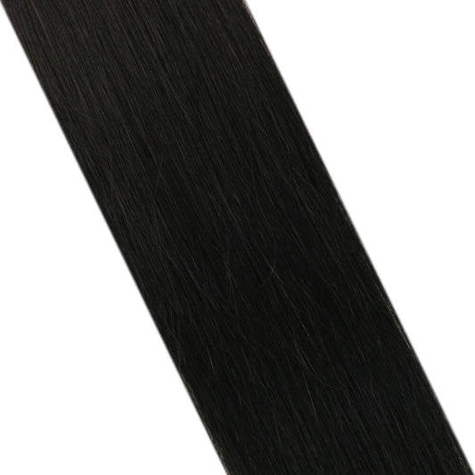 PU Skin Weft Extensions With Small Hole Human Hair Off Black