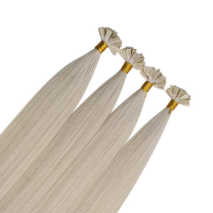 white blonde pre bonded virgin k tip hair extensions