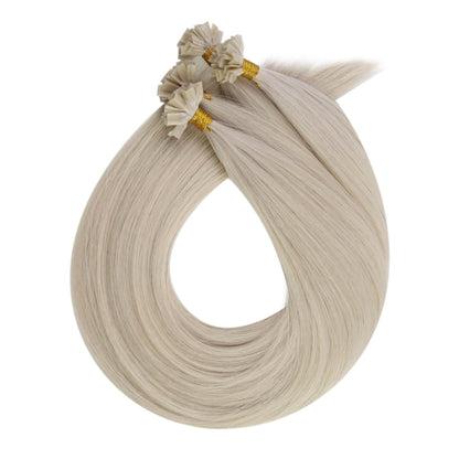 pre bonded virgin k tip hair extensions white blonde