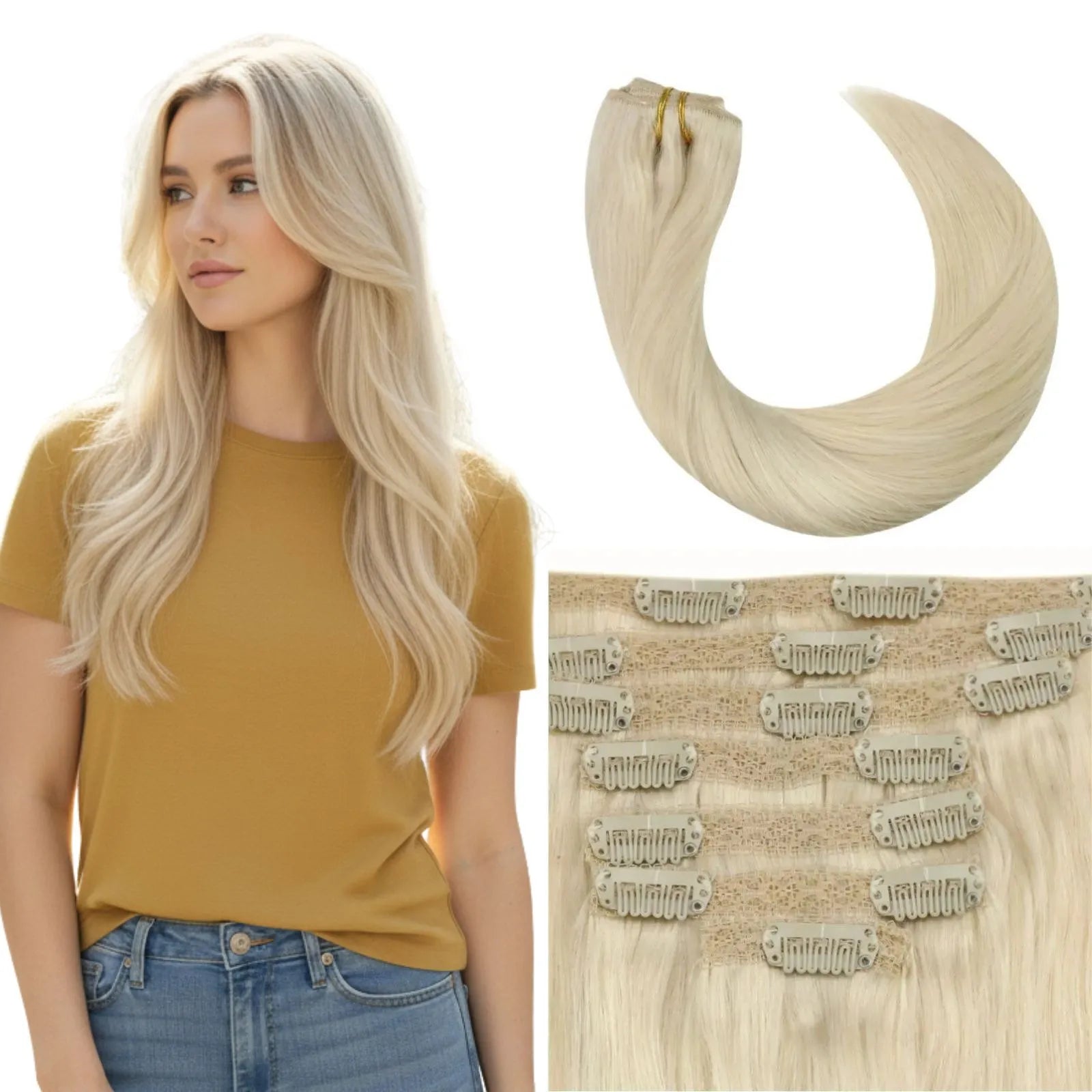blonde pu clip ins seamless clip in extensions 