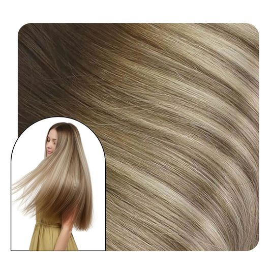  balayage blonde hair injected pu clip ins