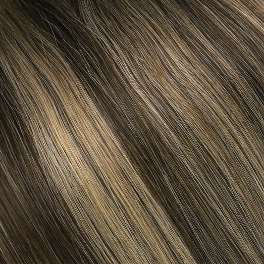 pu hole weft hair extensions balayage brown blonde hair