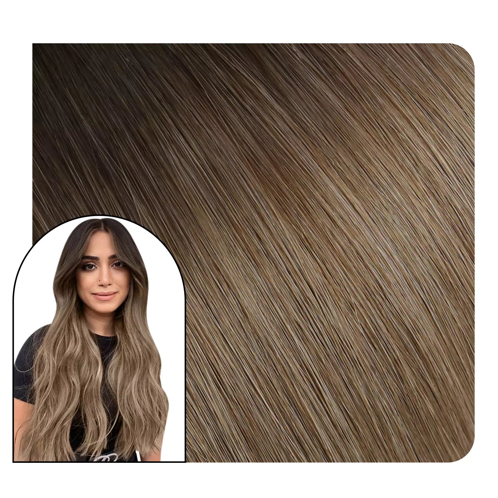 Balayage Human Hair Clip in Extensions Brown Blonde