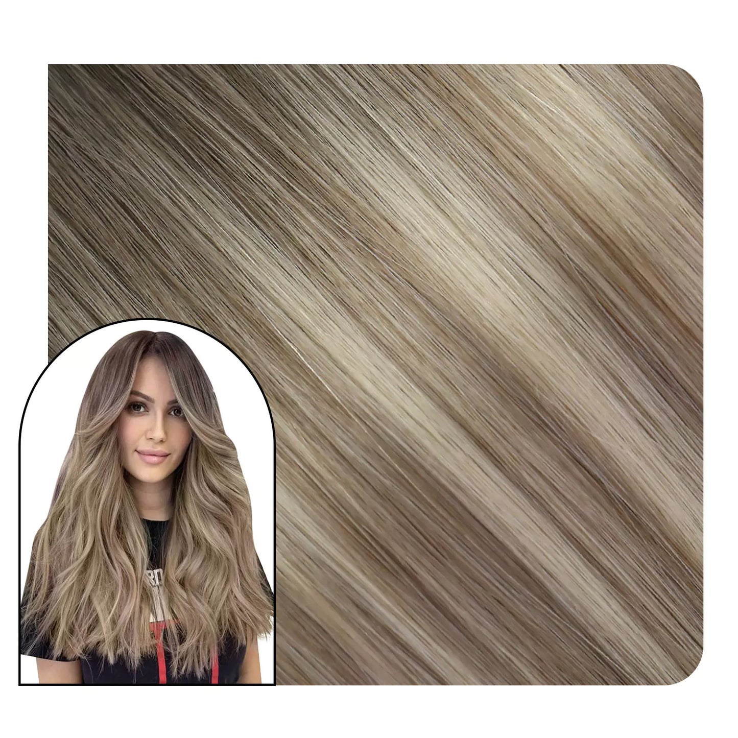 Virgin Tape in Hair Extensions Balayage Brown mix Blonde