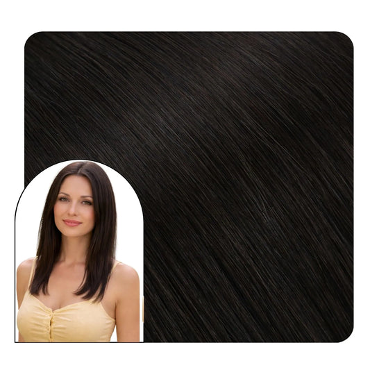 dark brown seamless clip in extensions pu clip ins