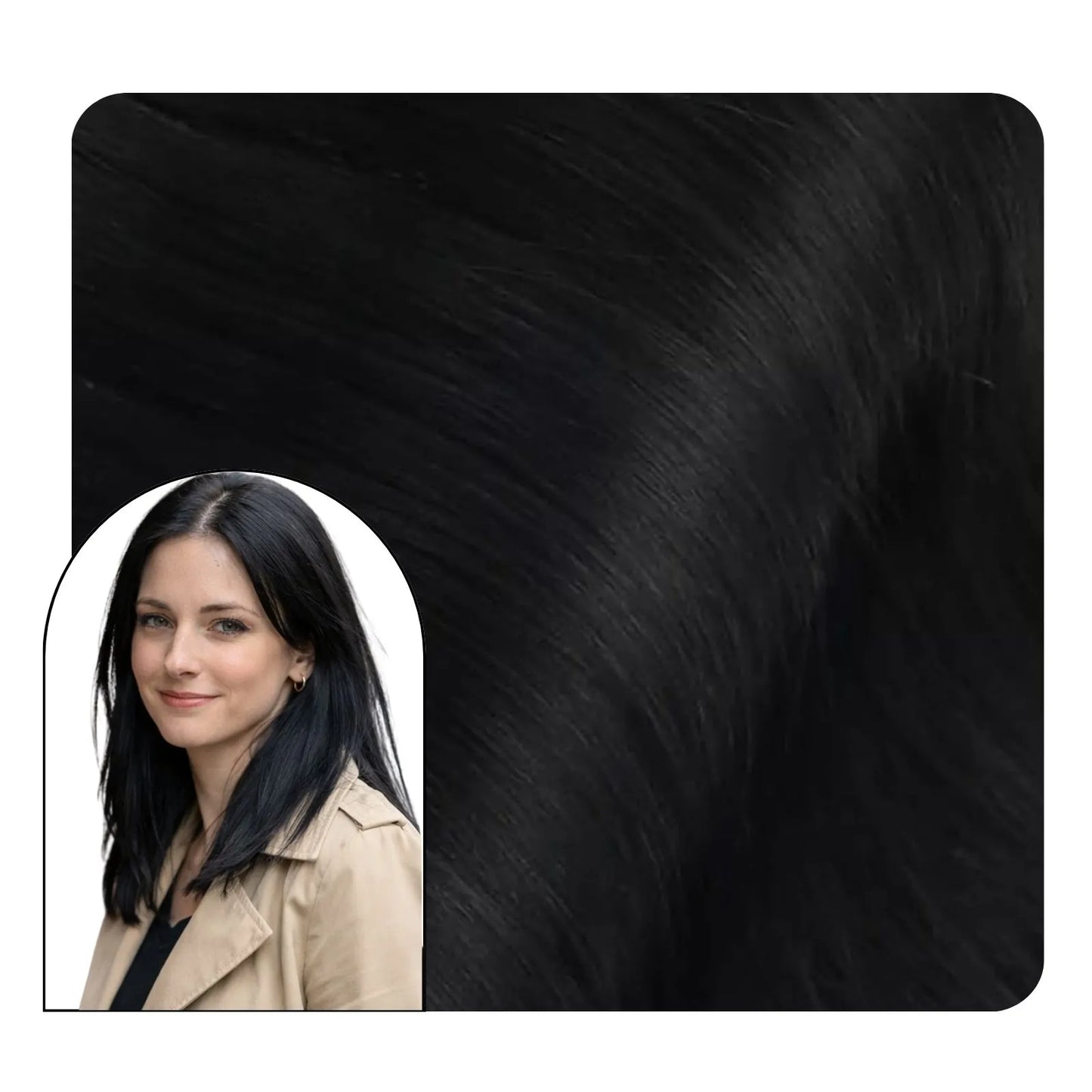 Jet black seamless clip in human hair extensions