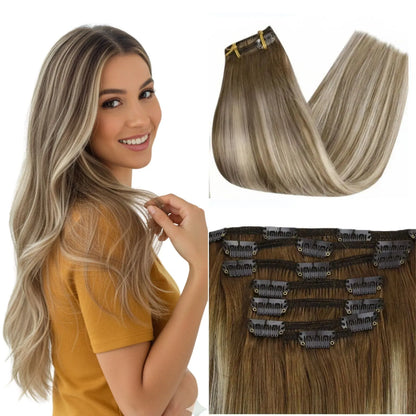 seamless clip in hair extensions human hair