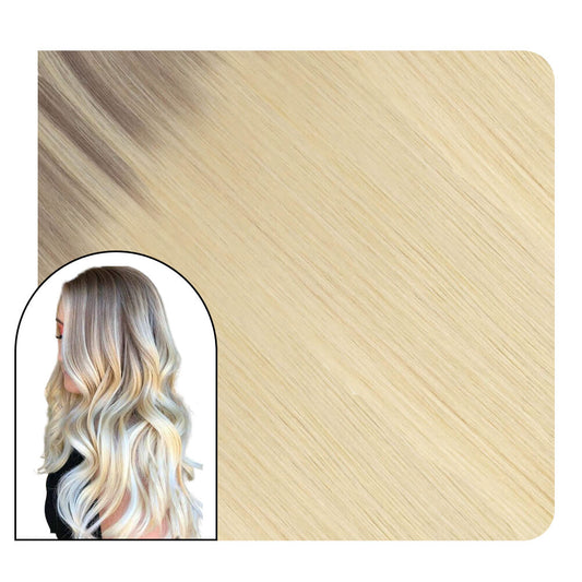 Human Hair Extensions Tape in Blonde Balayage Color #18/22/60 | Ugeat