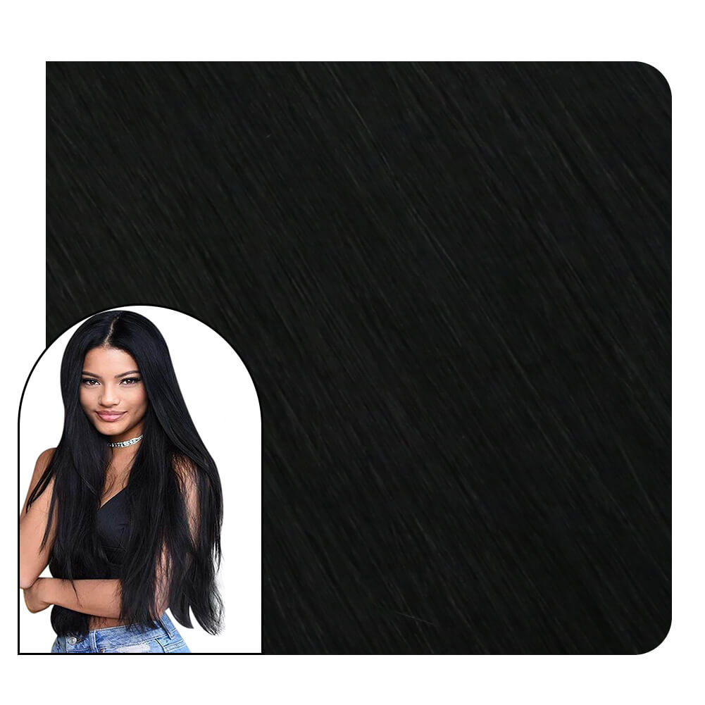 Hair Extensions Tape in #1 Jet Black Human Hair Tape in Extensions