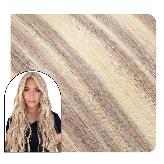 injected tape in hair extensions highlight blonde