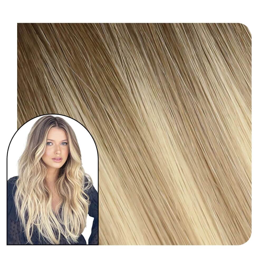 Seamless Inject Tape in Human Hair Brown Mixed With Blonde #2/18/22