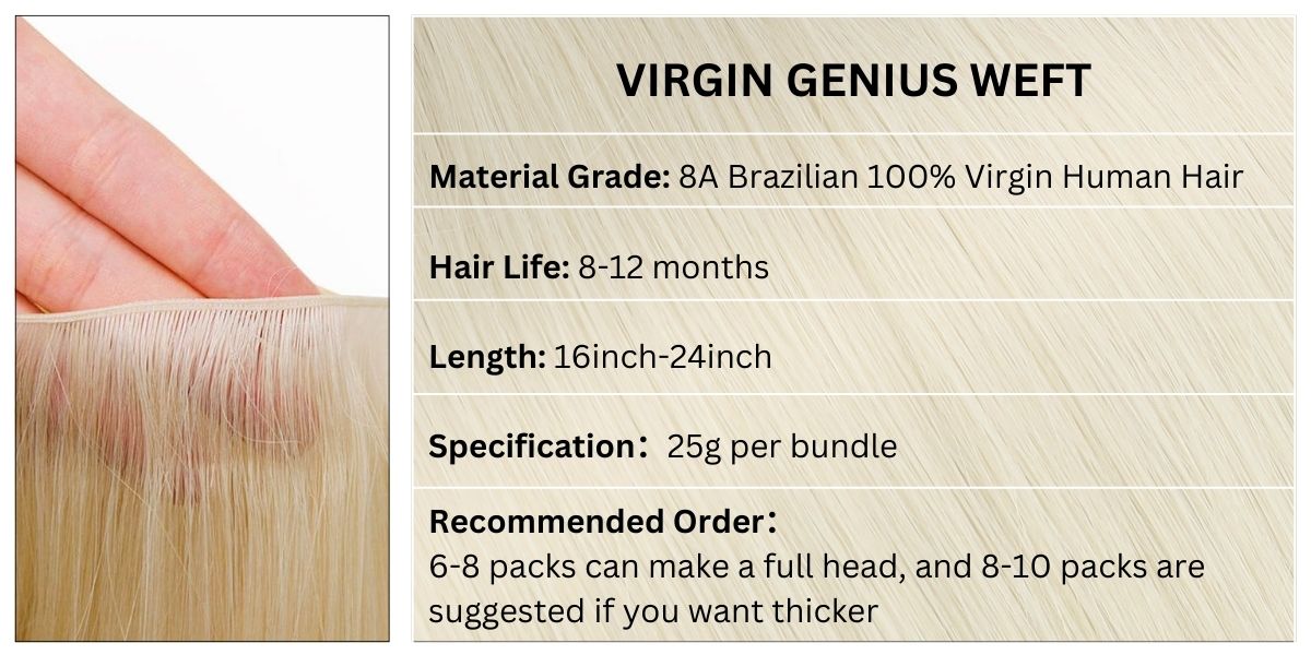 professional virgin genius weft hair