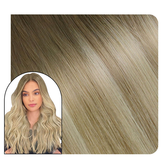 [Virgin+] Seamless Injected Tape in Extensions Light Brown With Blonde #8/27/60