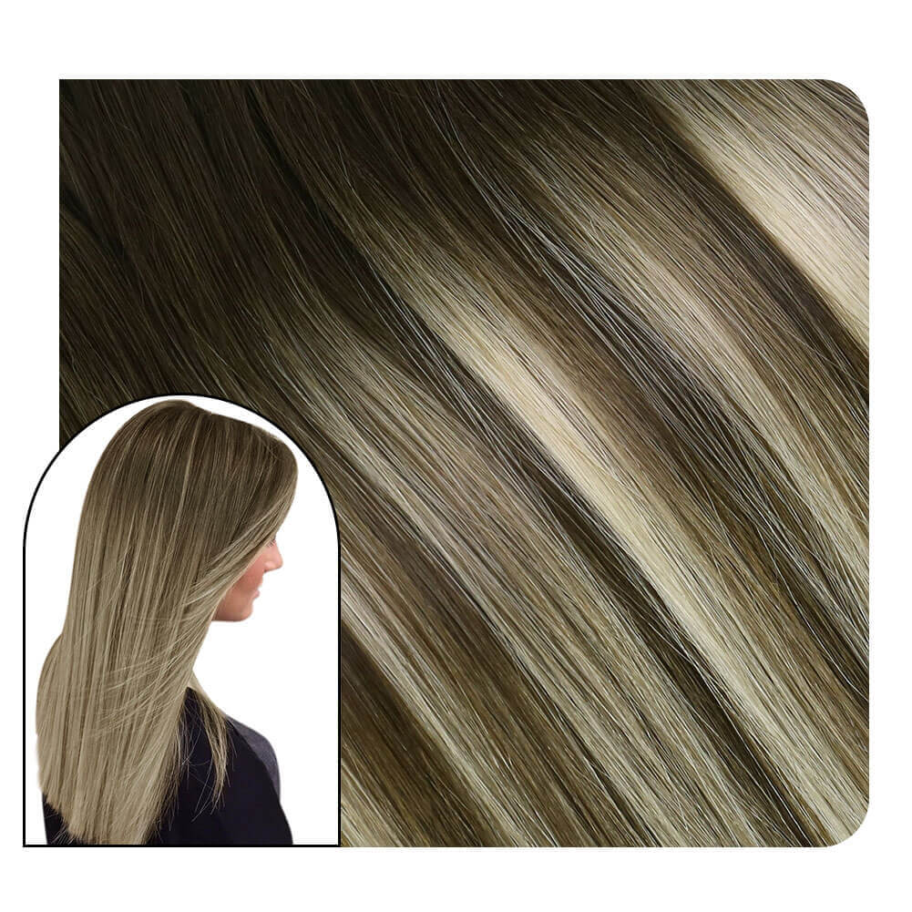 Tape in Extensions 100% Real Human Hair Balayage Color #4/8/27/4