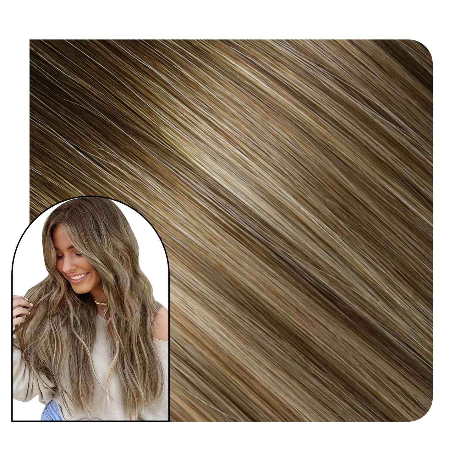 Genius Weft Extensions Human Hair Balayage Brown With Blonde