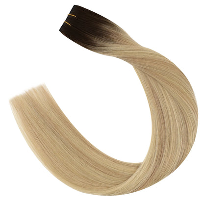 butterfly weft human hair extensions seamless weft hair extensions brown with blonde for thin hair