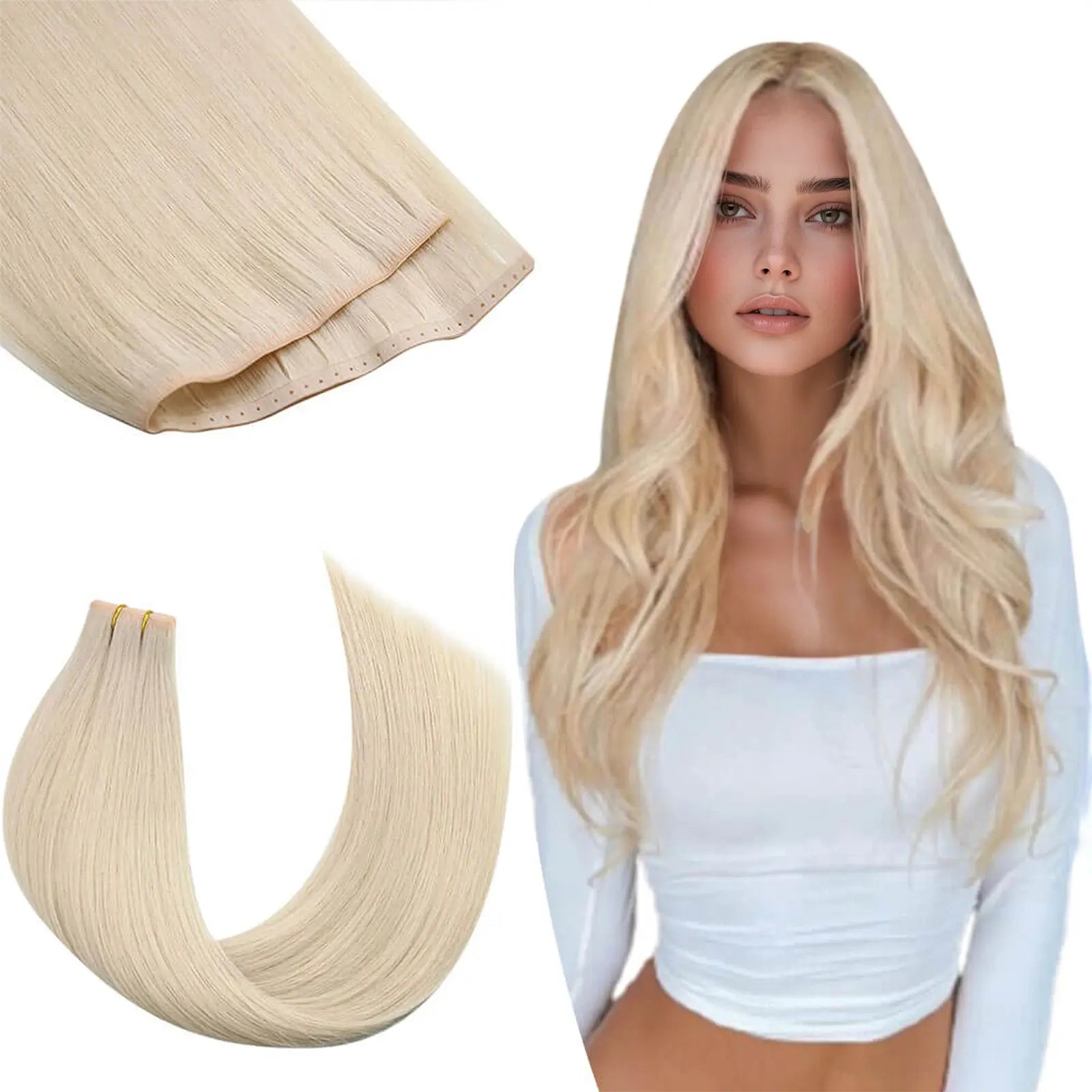 Pu Skin Weft With Holes Of Middle Seamless Human Hair Extensions