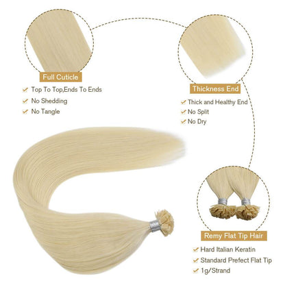 Flat Tip Remy Human Hair Extensions