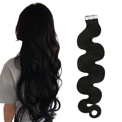 Body Wavy Invisible Injection Tape in Hair Extensions Off Black #1B
