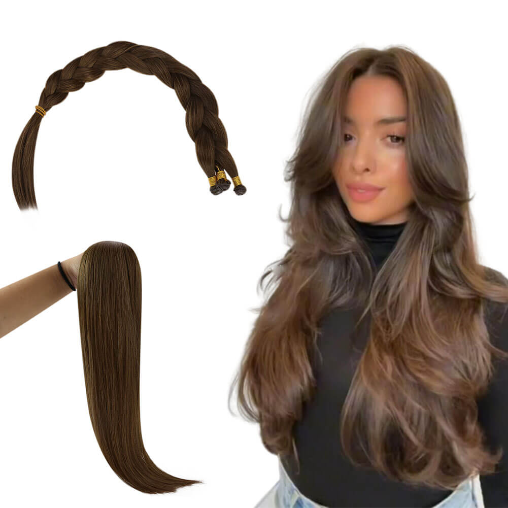 Genius Weft Extensions Human Hair Bundles Dark Brown