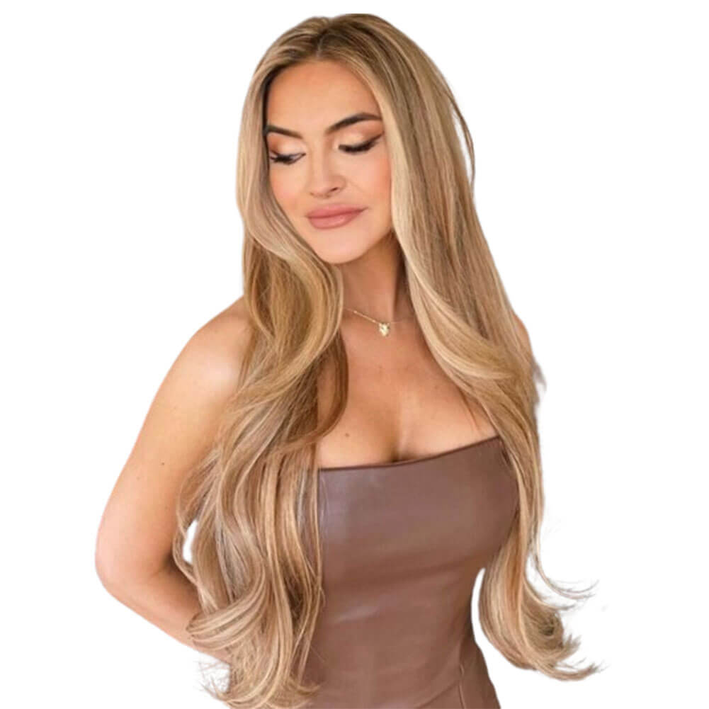 Weft Hair Extensions Remy Human Hair Brown Blonde
