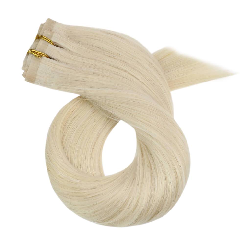 Double Weft Remy Human Hair Extensions PU Clip in Extension