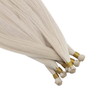 [Virgin+] Full Cuticle Virgin Hand-tied Real Human Hair Weft Platinum Blonde #1000
