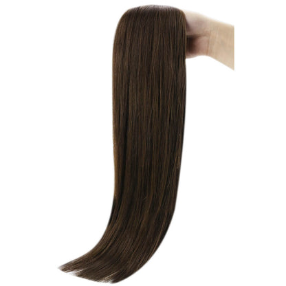 [Virgin+] Full Cuticle Virgin Hand-tied Real Human Hair Weft Medium Brown #4