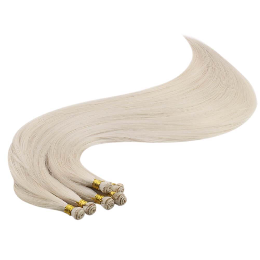 White Blonde Width Silky Straight Weft Hair Extensions