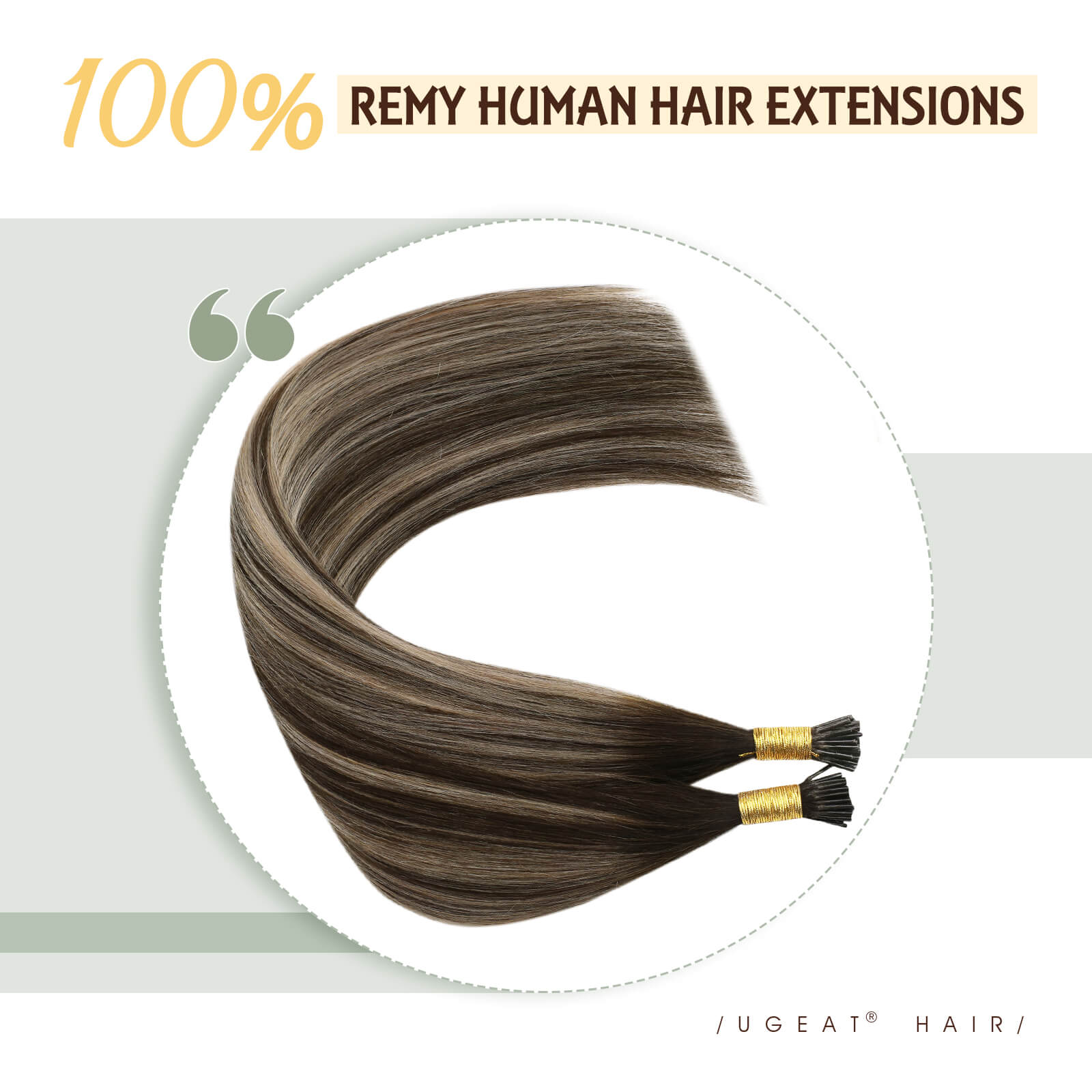 I tip Remy Human Hair Extensions Ombre Brown with Blonde Color